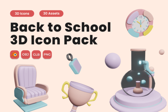 Back to School 3D Icon Pack Vol 1