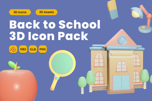 Back to School 3D Icon Pack Vol 6