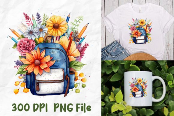 Back to School Supply Retro Flower Digital Sublimation Files