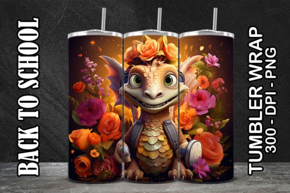 Dragon Back to School Tumbler 1: A Digital Design Asset for Custom Sublimation Projects
